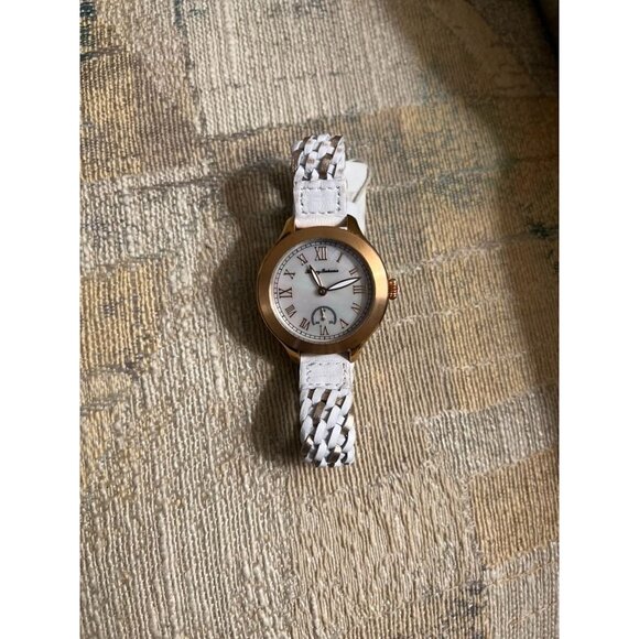 NWT Tommy Bahama 10018368 Waikiki MOP Dial White & Gold Leather Strap Watch - Picture 3 of 9
